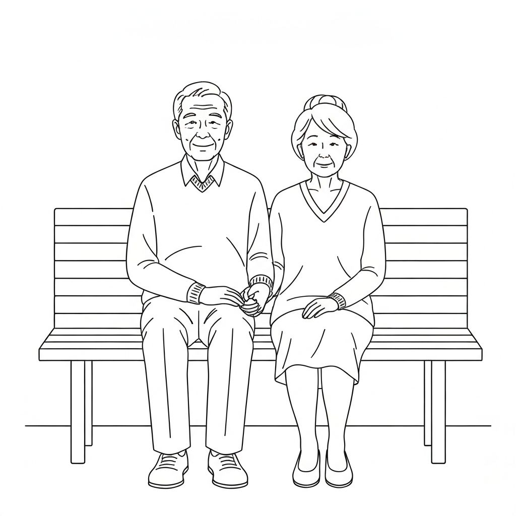 Senior couple with caregiver